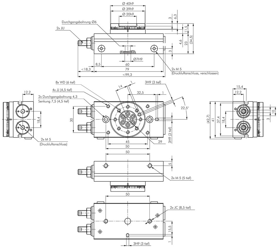 schema tehnica cilindru pneumatic rotativ EMQ