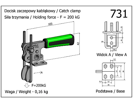 Clema de fixare cu carlig verticala 731