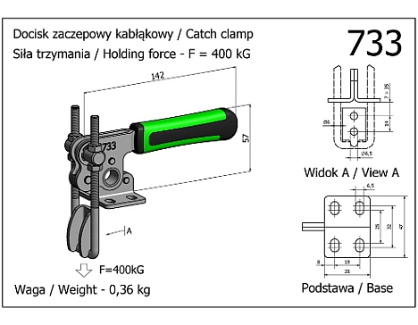 Clema de fixare cu carlig verticala 733