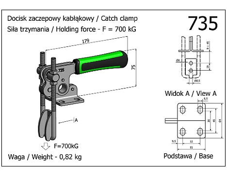 Clema de fixare cu carlig verticala 735