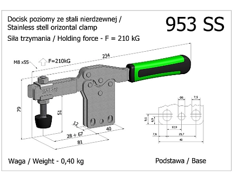 Clema de fixare din inox cu baza simpla 