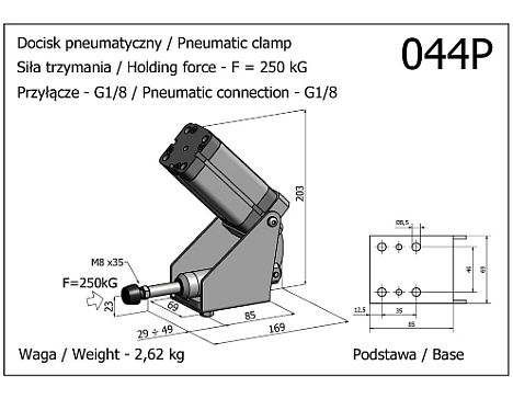 Clema de fixare pneumatica cu impingere 