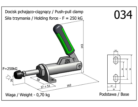 Clema de fixare tip impingere-tragere cu