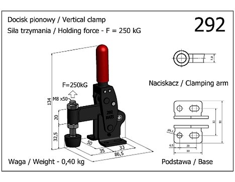 Clema de fixare verticala cu baza orizon