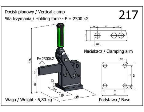 Clema de fixare verticala intarita cu ba