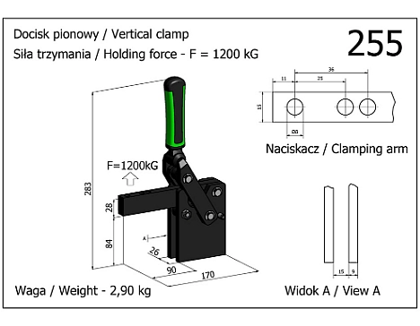 Clema de fixare verticala cu baza vertic