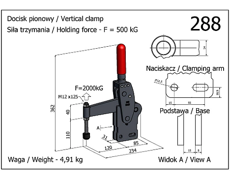 Clema de fixare verticala cu baza vertic