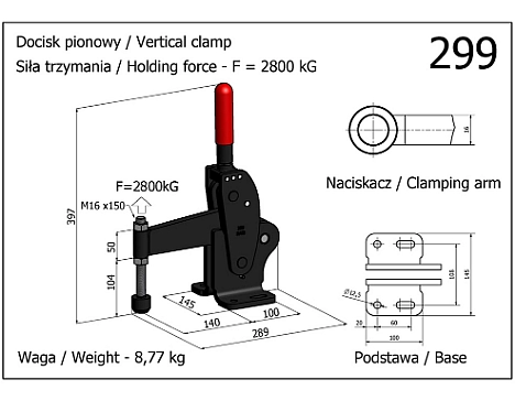 Clema de fixare verticala intarita 299