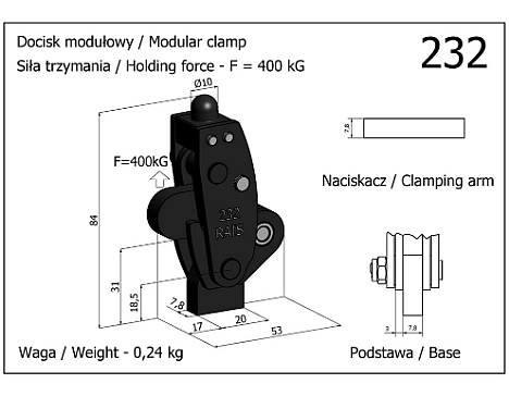 Clema de fixare verticala modulara 232