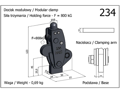 Clema de fixare verticala modulara 234