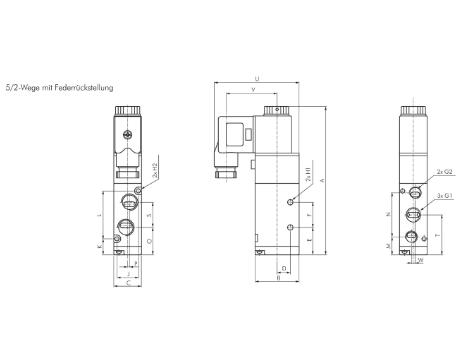 Electrovalva pneumatica 5/2 cai - RV52