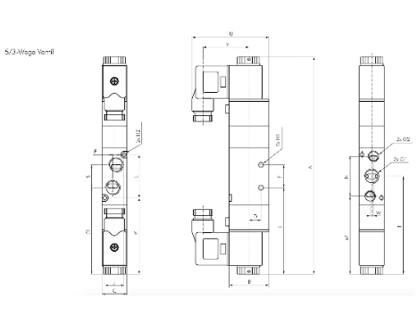 Electrovalva pneumatica 5/3 cai - RV53